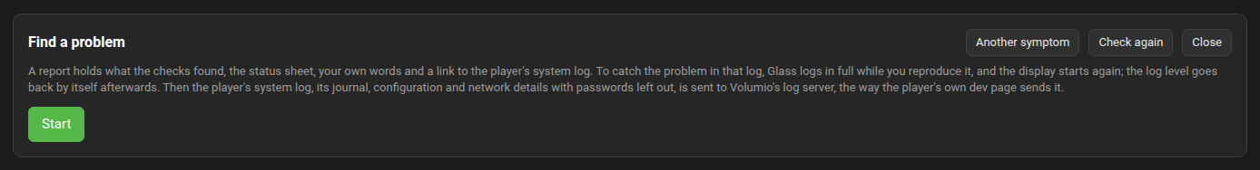 The report: the user's words, the window, the system log's link, the findings and the sheet