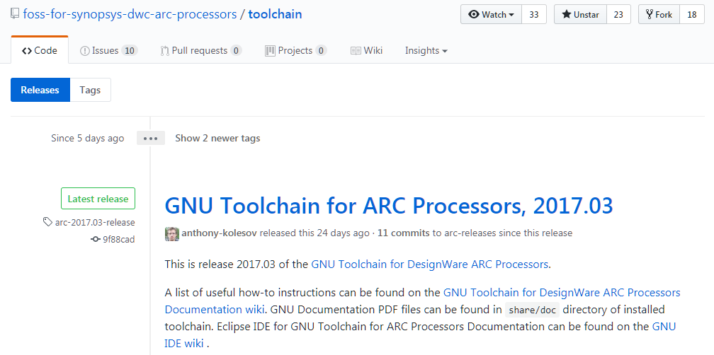 GNU Toolchain for ARC Download Page