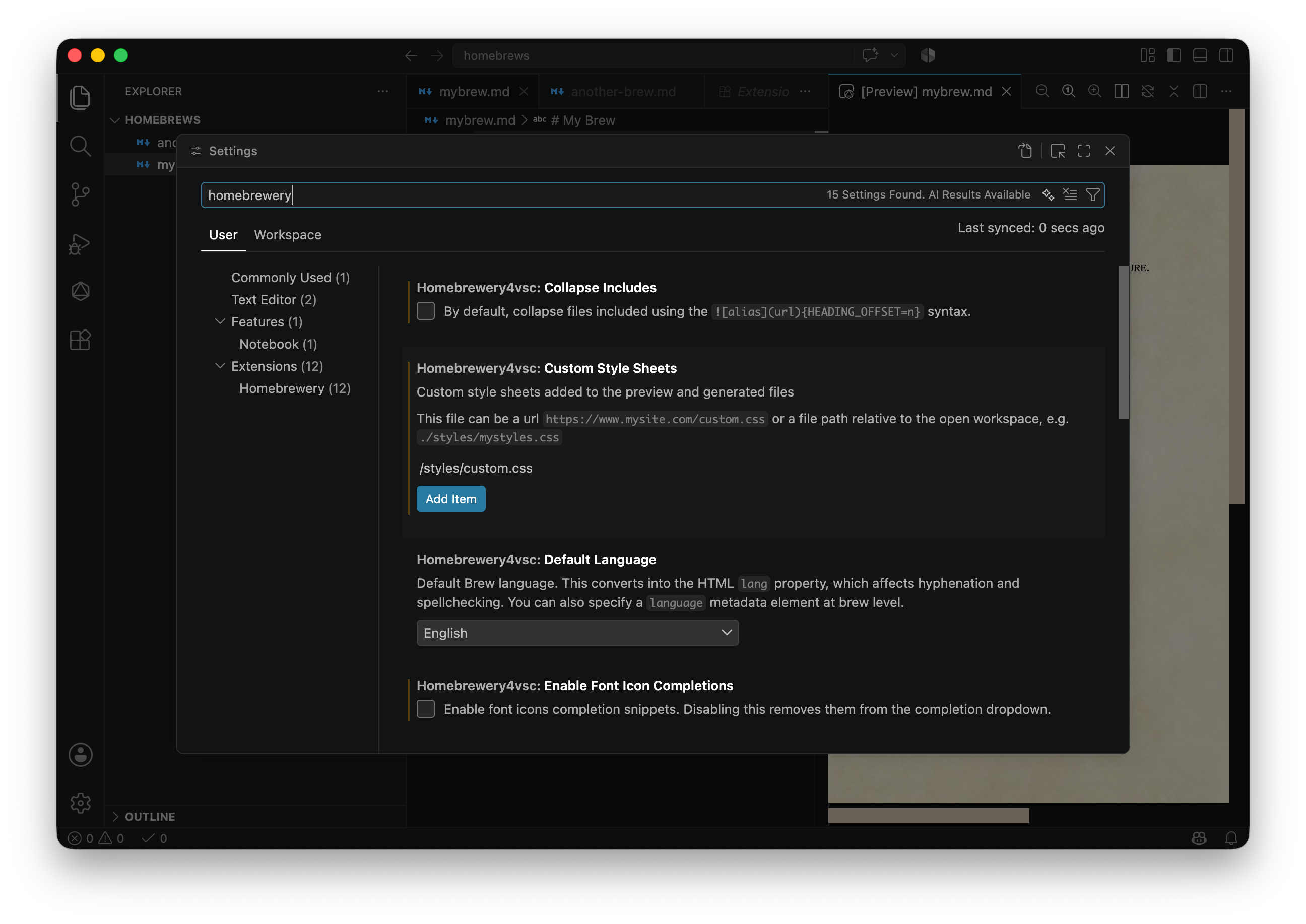 Screenshot that shows the Settings Editor.