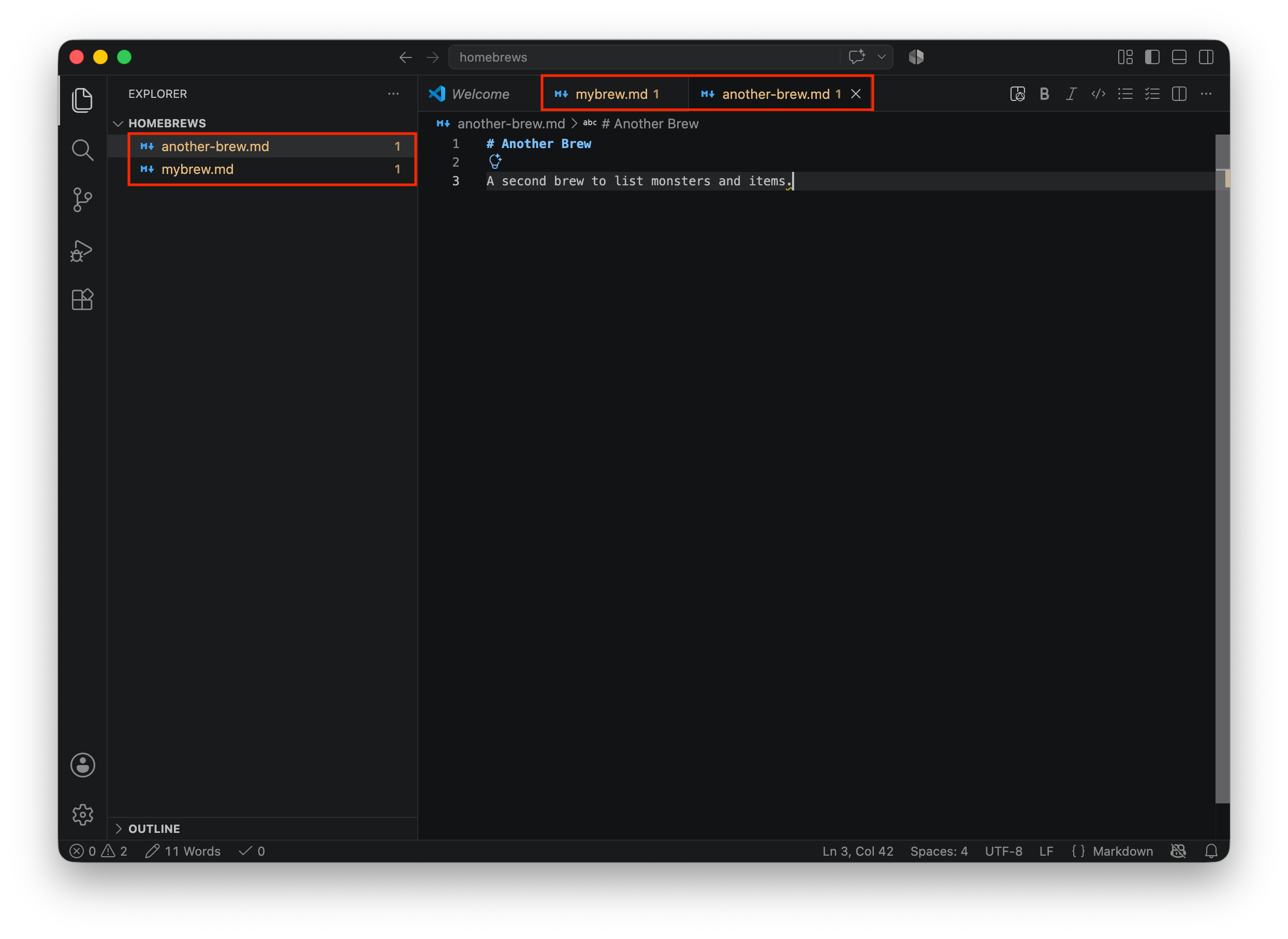 Screenshot that shows multiple Editor tabs.