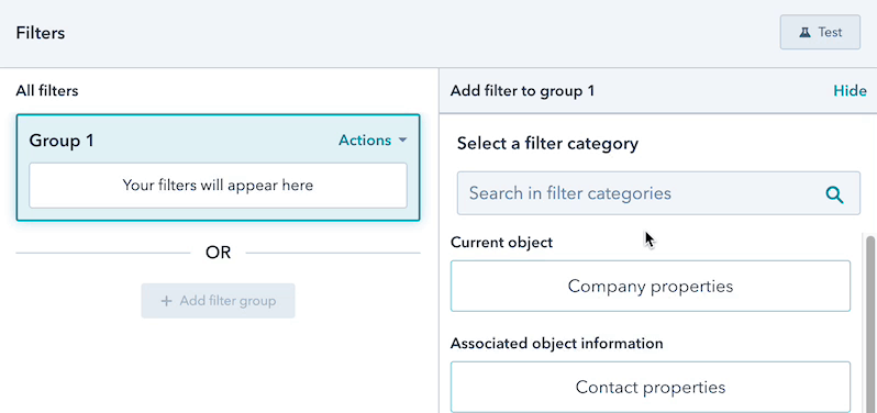 Hubspot companies with no contacts filter 1