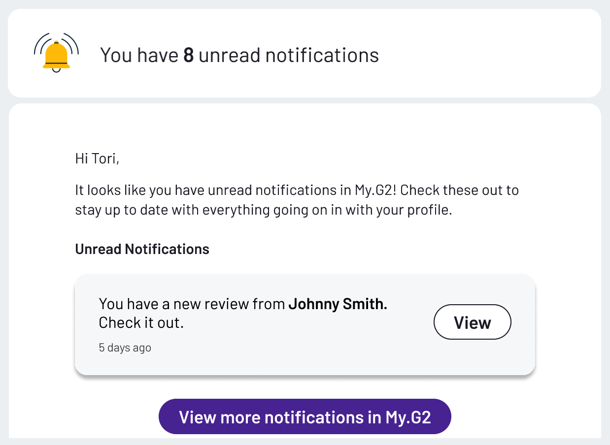 Image of review notification email