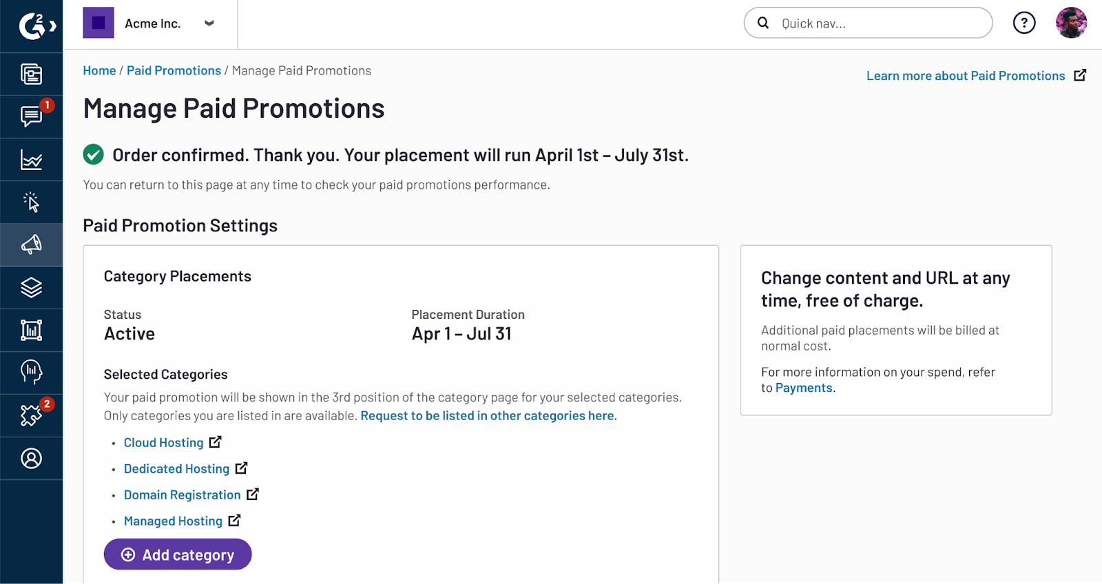 Managing paid promotions