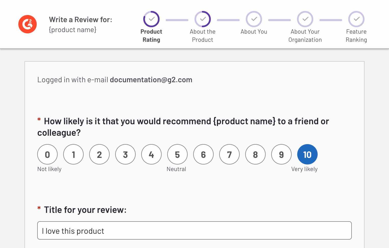 pendo review form demo