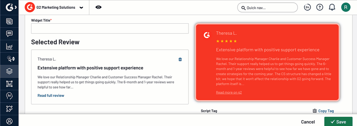 demo showing how to select a theme for a review spotlight widget