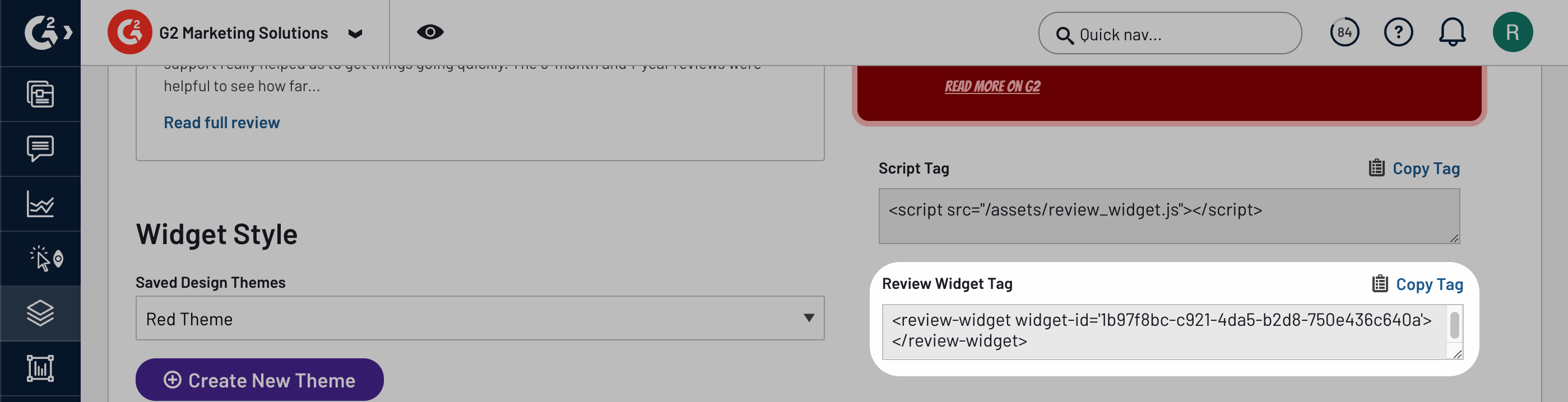 image showing review widget tag