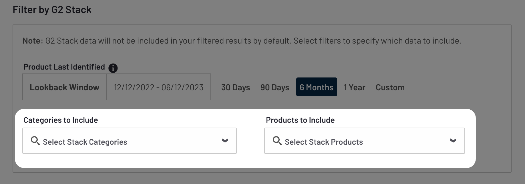 stack product or category selector