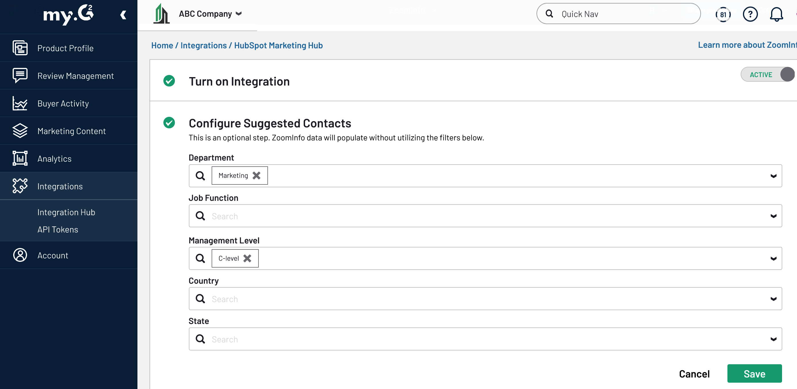 image of configure suggested contacts section