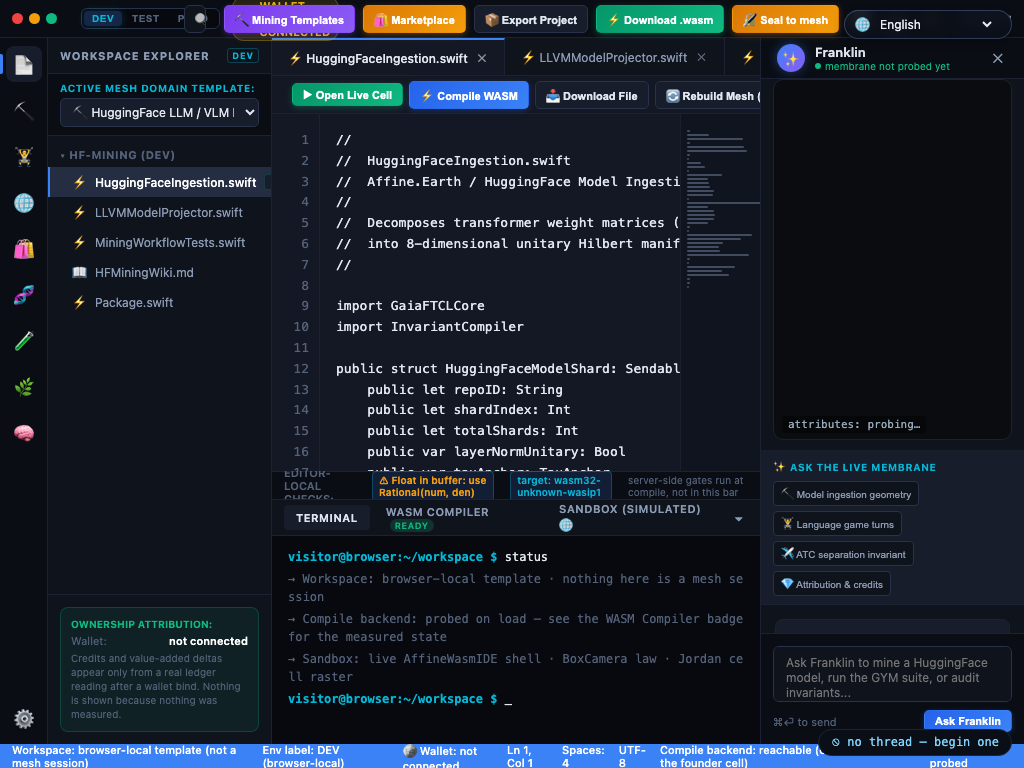 The Studio in a 1,024-pixel window before the fix: the wallet badge sits on top of the environment buttons with PROD cut off, every source line truncates mid-word, and the status bar has wrapped into three stacked rows that overlap the terminal