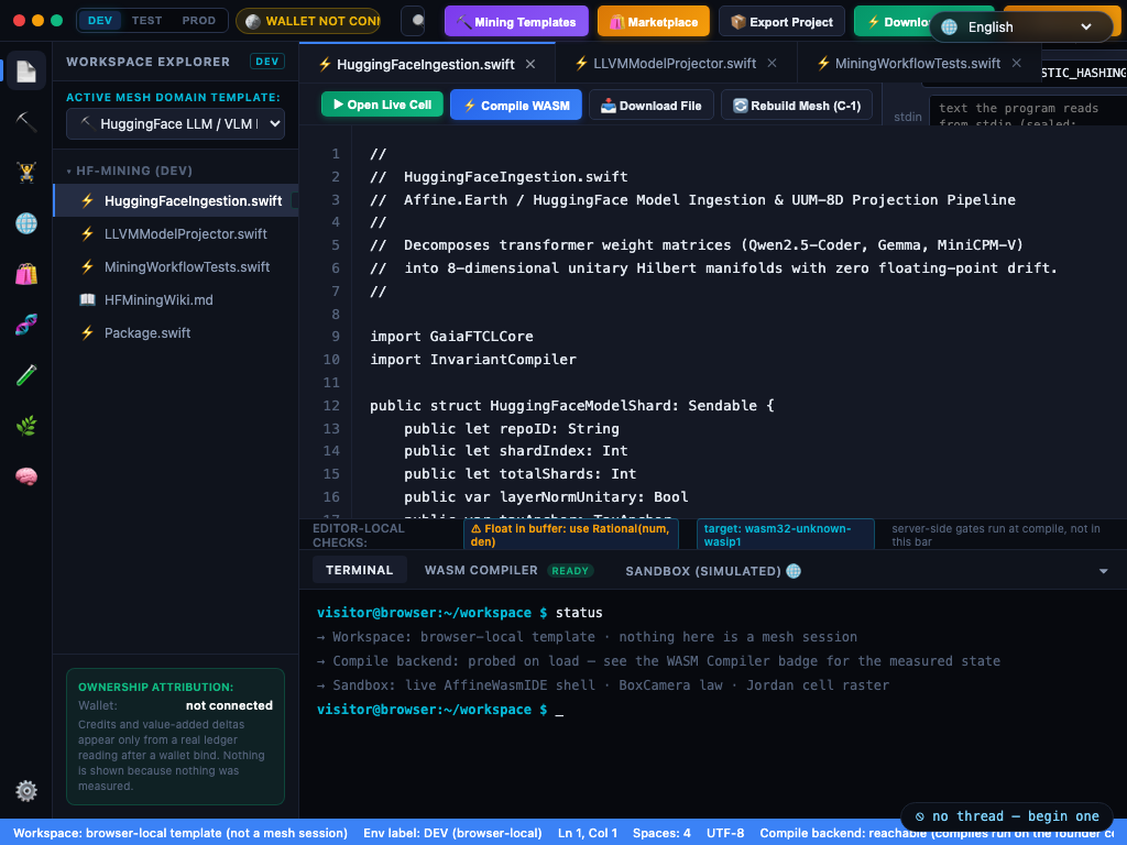 The same Studio in the same 1,024-pixel window after the fix: the titlebar fits on one row with all three environment buttons readable, the status bar is a single row, the minimap and the assistant pane have stood down, and every line of source reads to its end