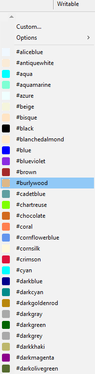 List of all the built-in colors available in GAML.