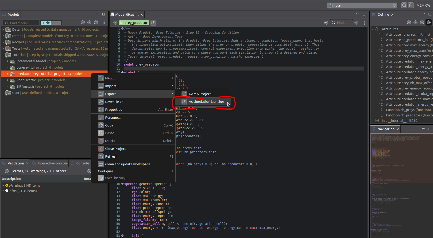 Export Project Button
