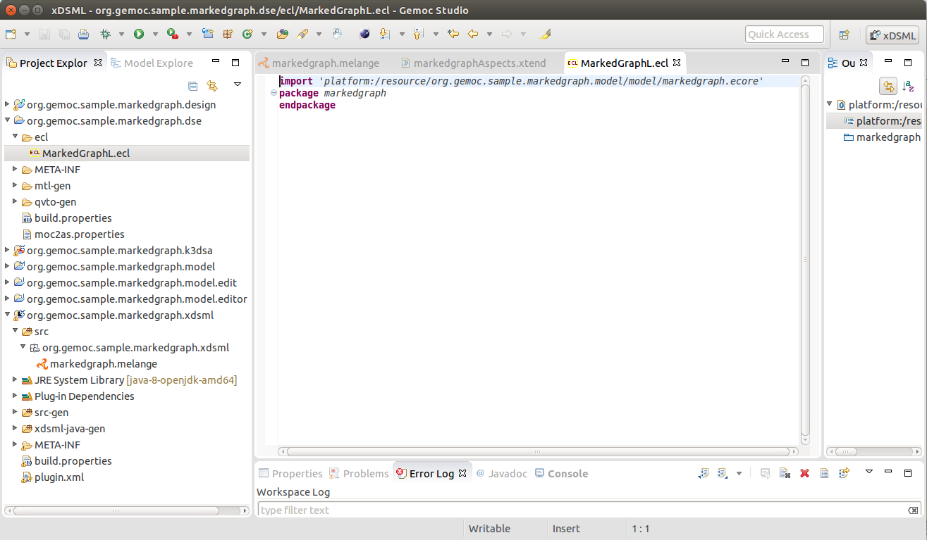Template of the ECL file