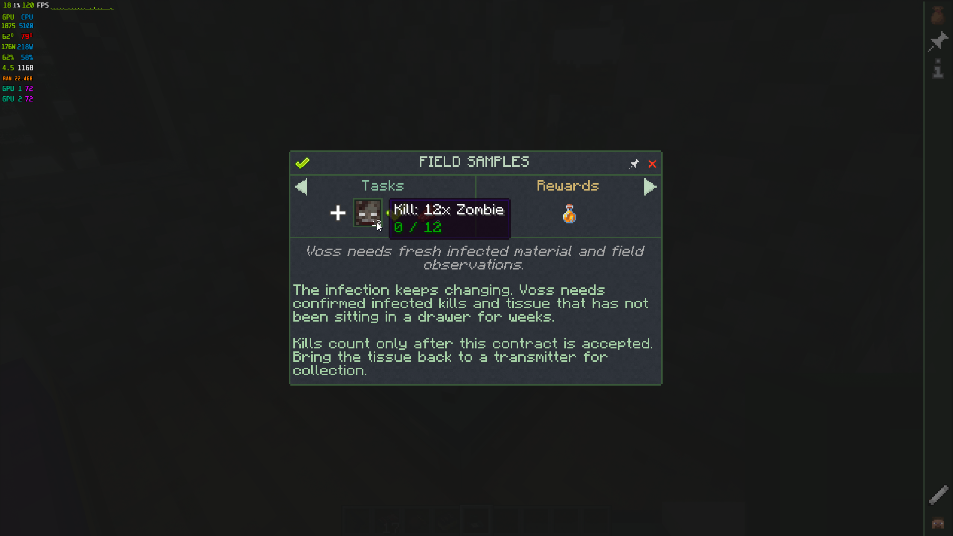 A contract task showing objectives and reward