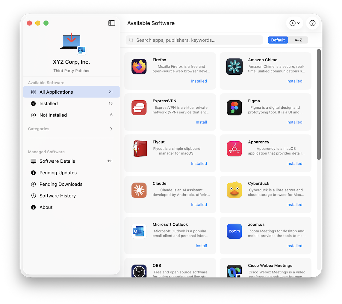 Available Software — overview