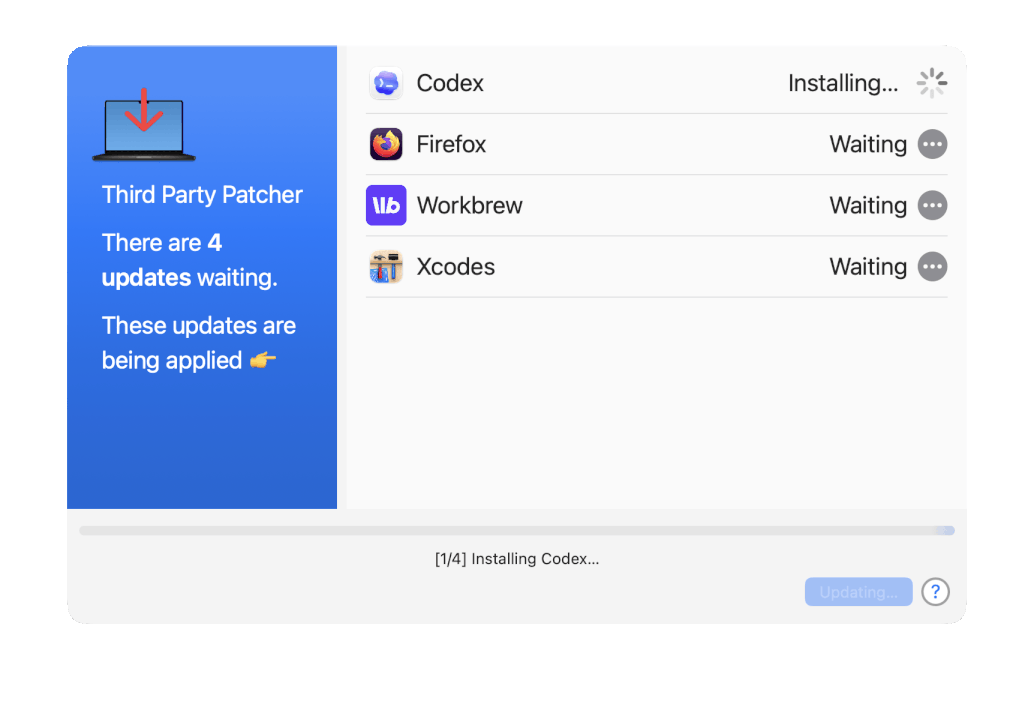 Apply progress dialog — active