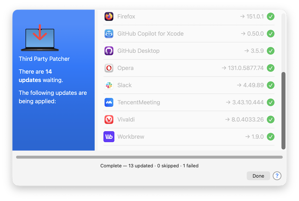 Apply progress dialog — complete