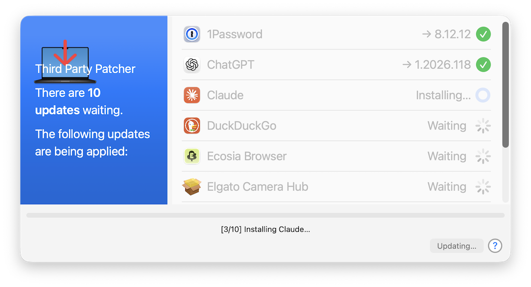 Apply progress dialog — in progress