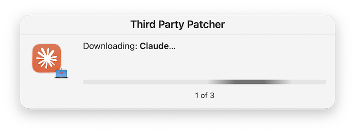 Stage progress window — downloading