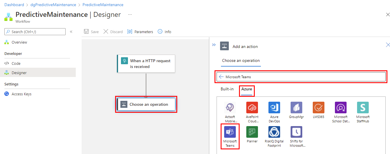 The image shows how to search for Microsoft Teams