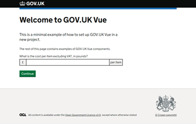 A simple GOV.UK-style page with a text input component