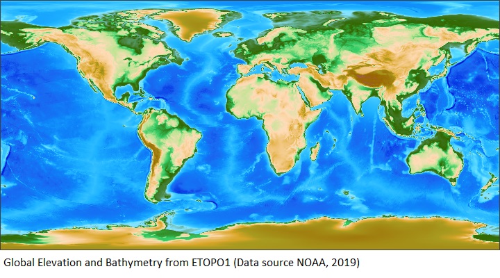 ETOPO1 global elevation and bathymetry data