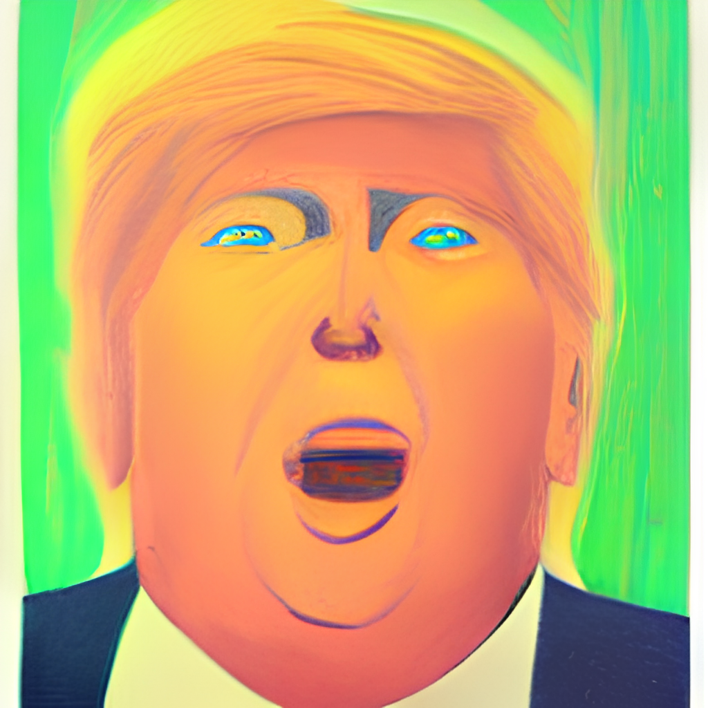 a cubism painting Donald trump happy cyberpunk