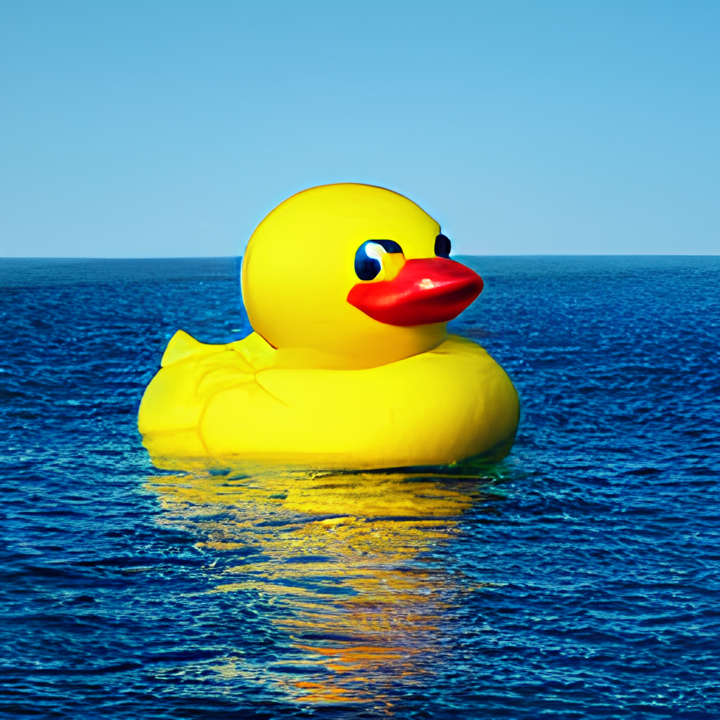 a giant rubber duck in the ocean