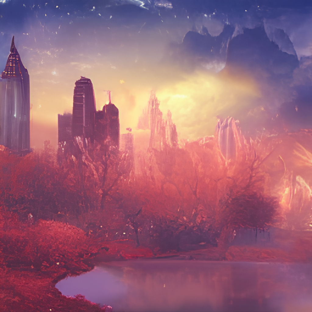 fantasy landscape with city