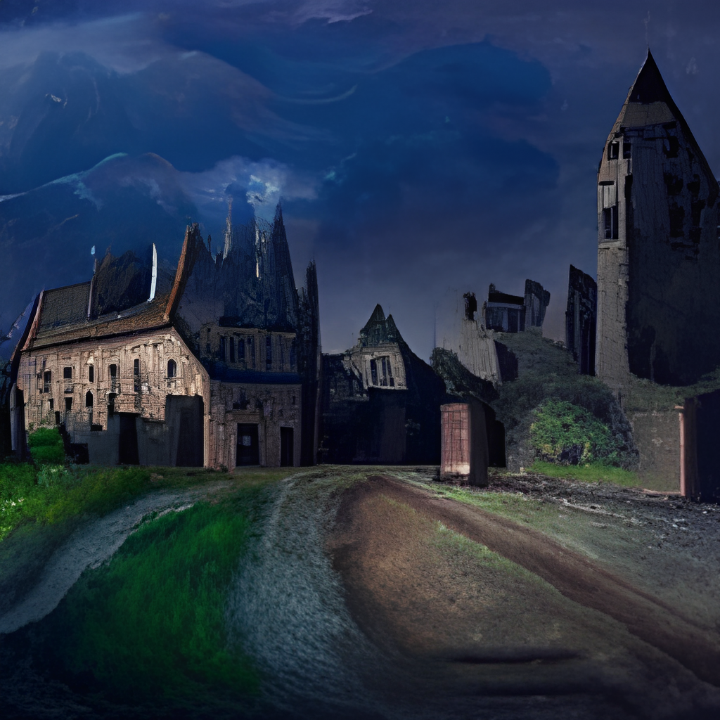 fantasy landscape with medieval city