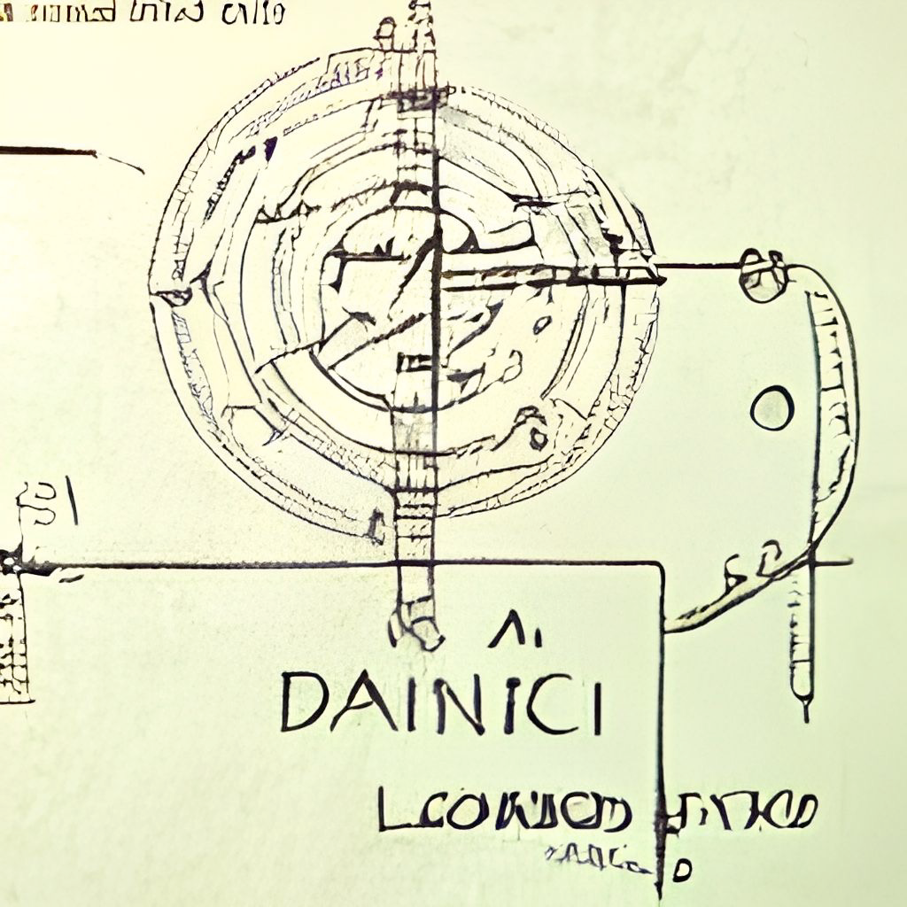 the diagram of a search machine invented by Leonardo da Vinci