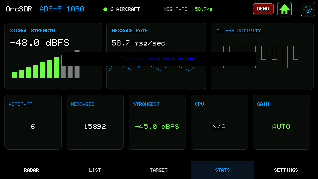 ADS-B stats screen