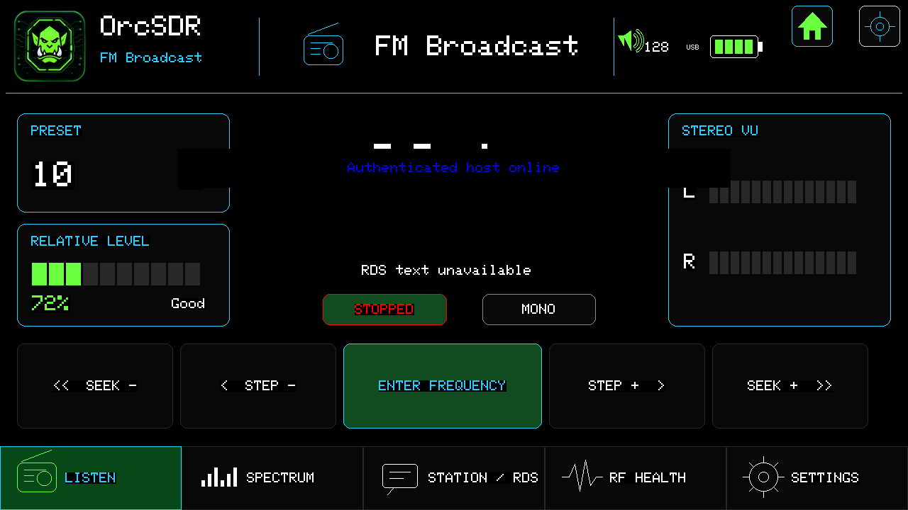 FM listen screen