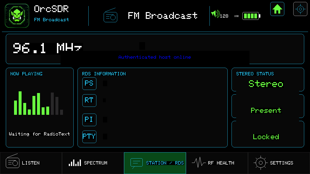 FM station and RDS screen