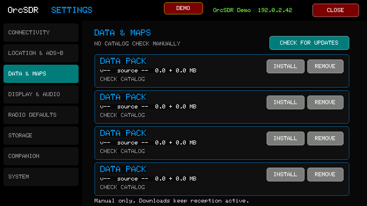 Data and maps settings