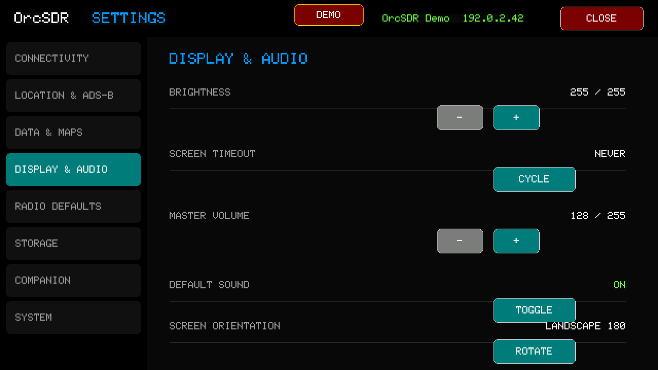 Display and audio settings
