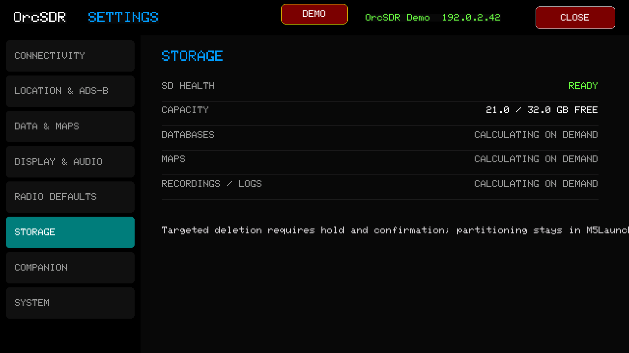 Storage settings