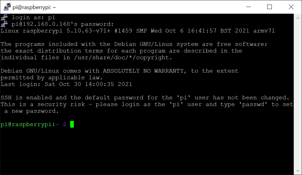 Raspberry Pi OS login