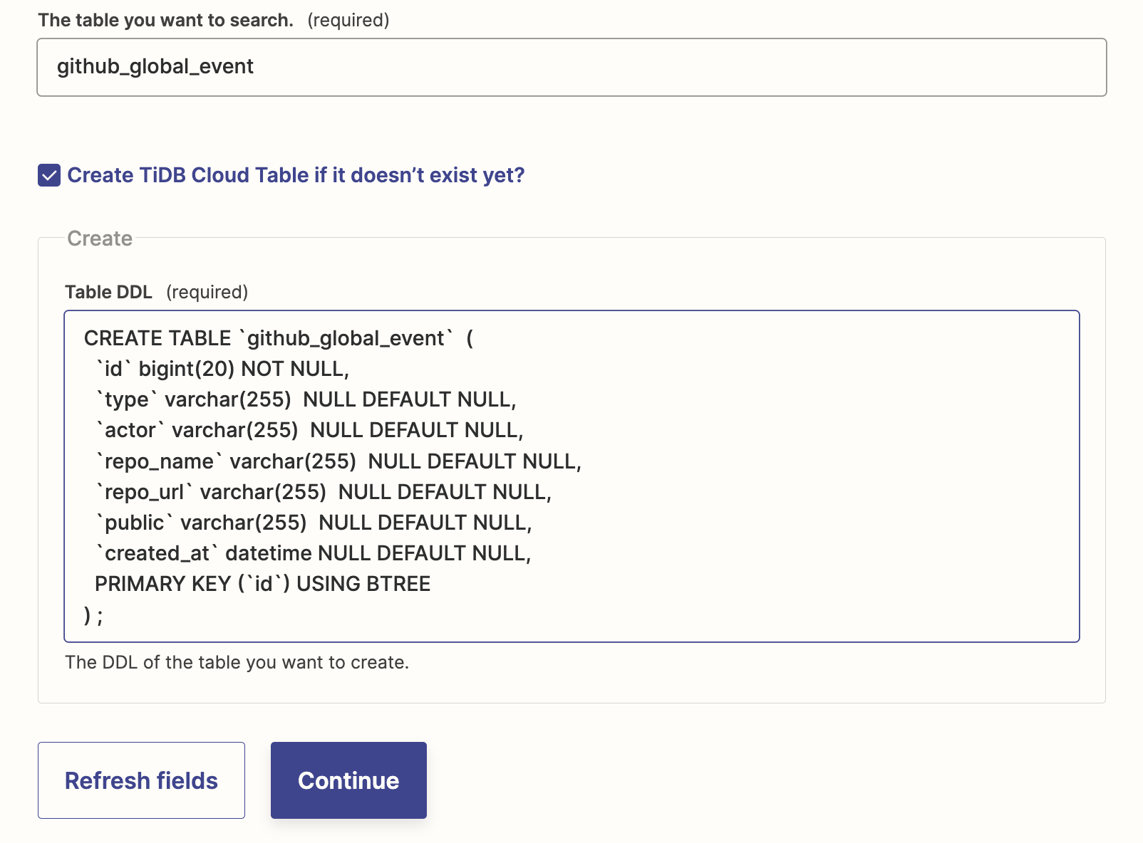 zapier-tidbcloud-create-table-ddl.png