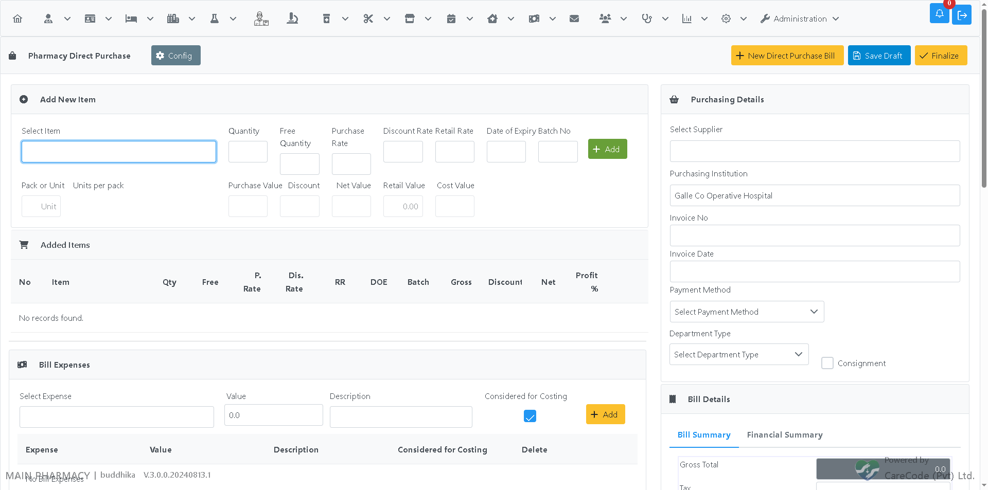 Save Draft and Finalize buttons