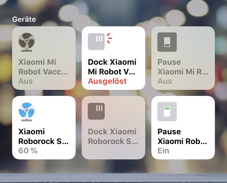 Screenshot Apple HomeKit with homebridge-xiaomi-roborock-vacuum
