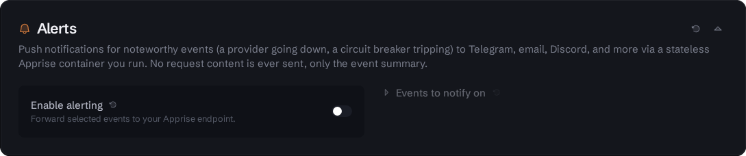 Settings Alerts