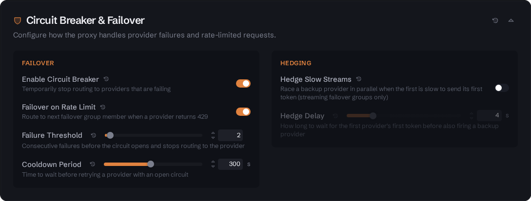 Settings Circuit Breaker