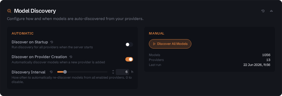 Settings Model Discovery