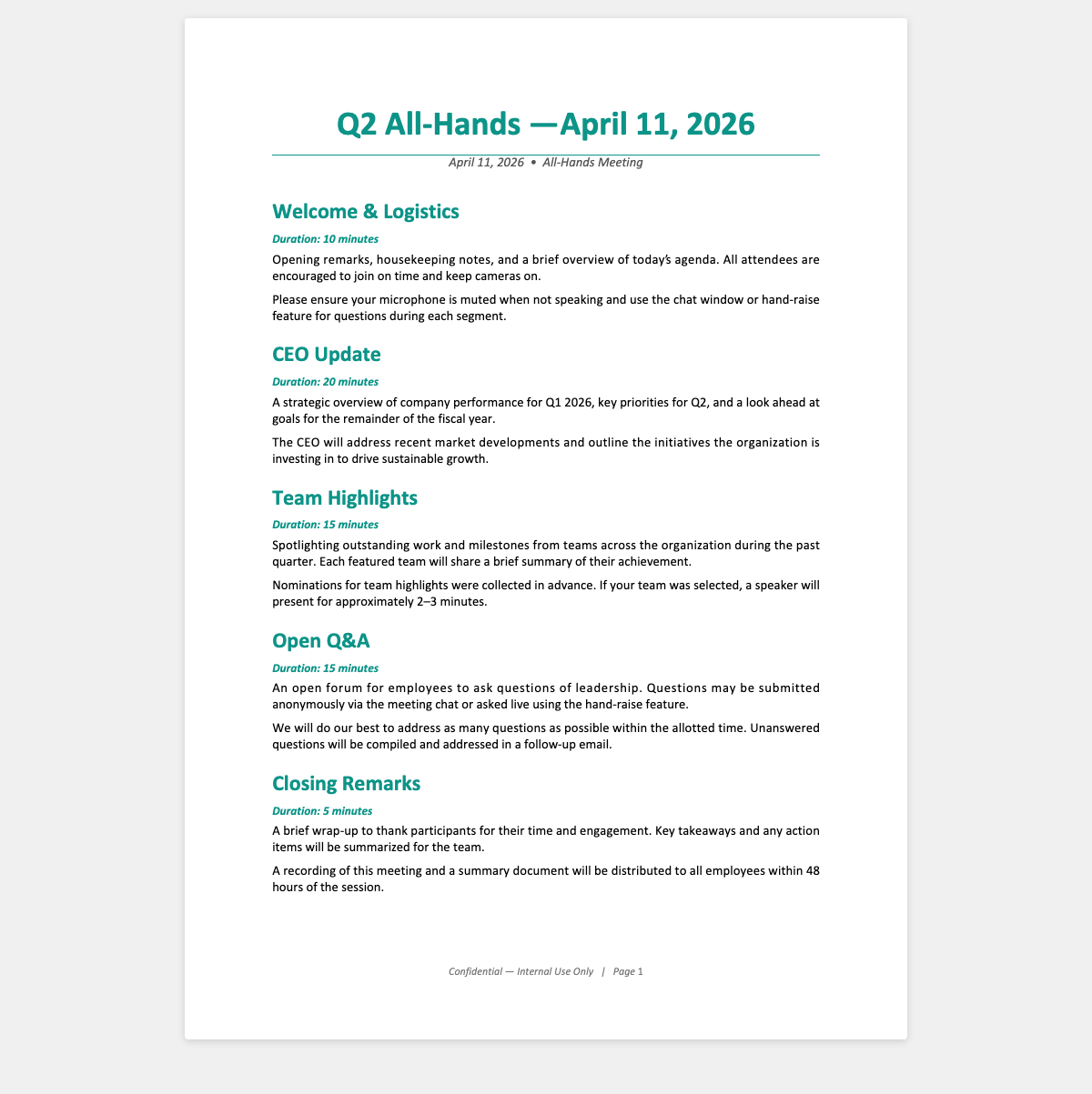 Create a Teal-Accented All-Hands Meeting Agenda