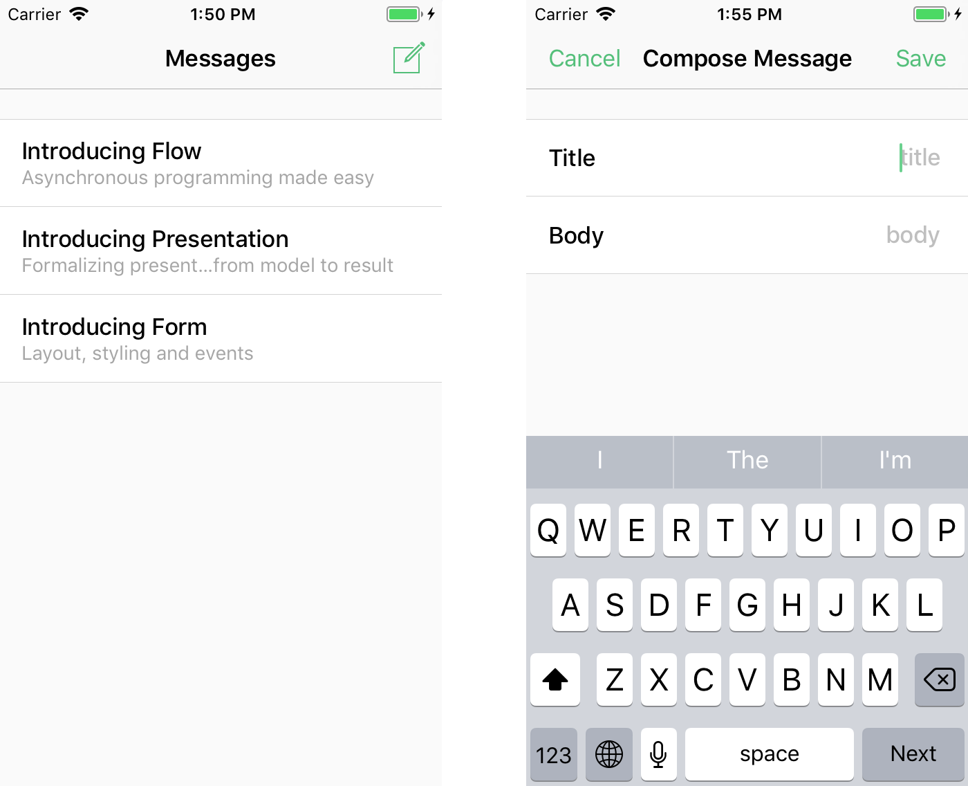 Messages and compose views using custom styling
