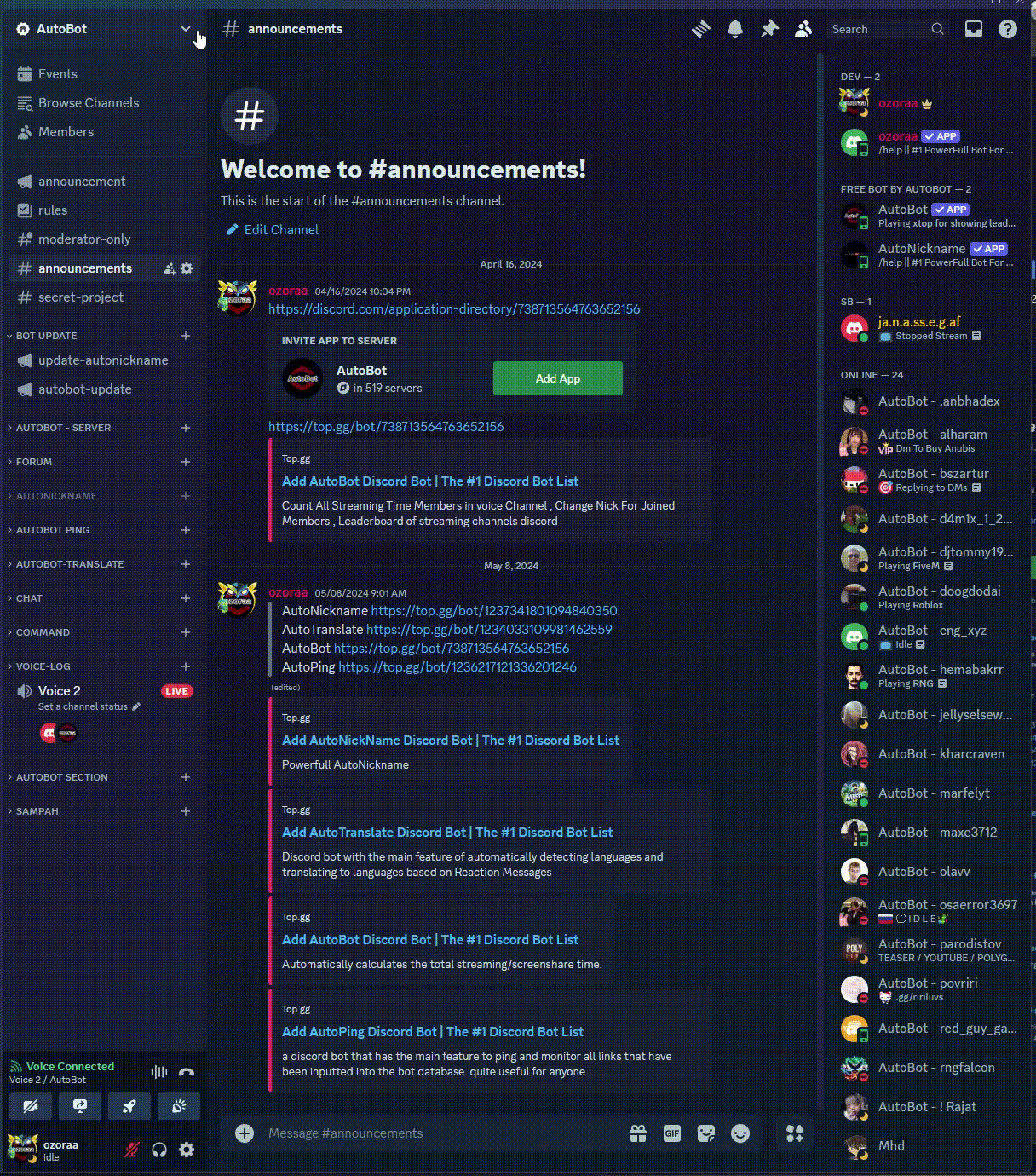 AutoNickname for Members Roles and Joined Members