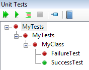 Screenshot of Unit Tests window after the tests were run