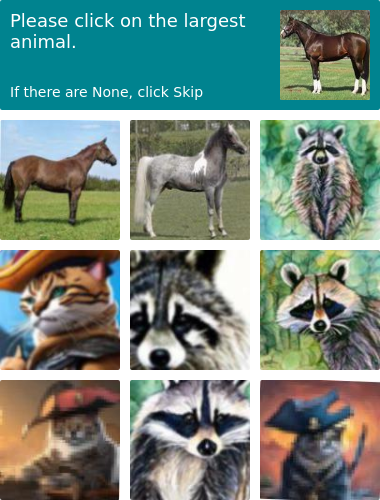 Please click on the largest animal.