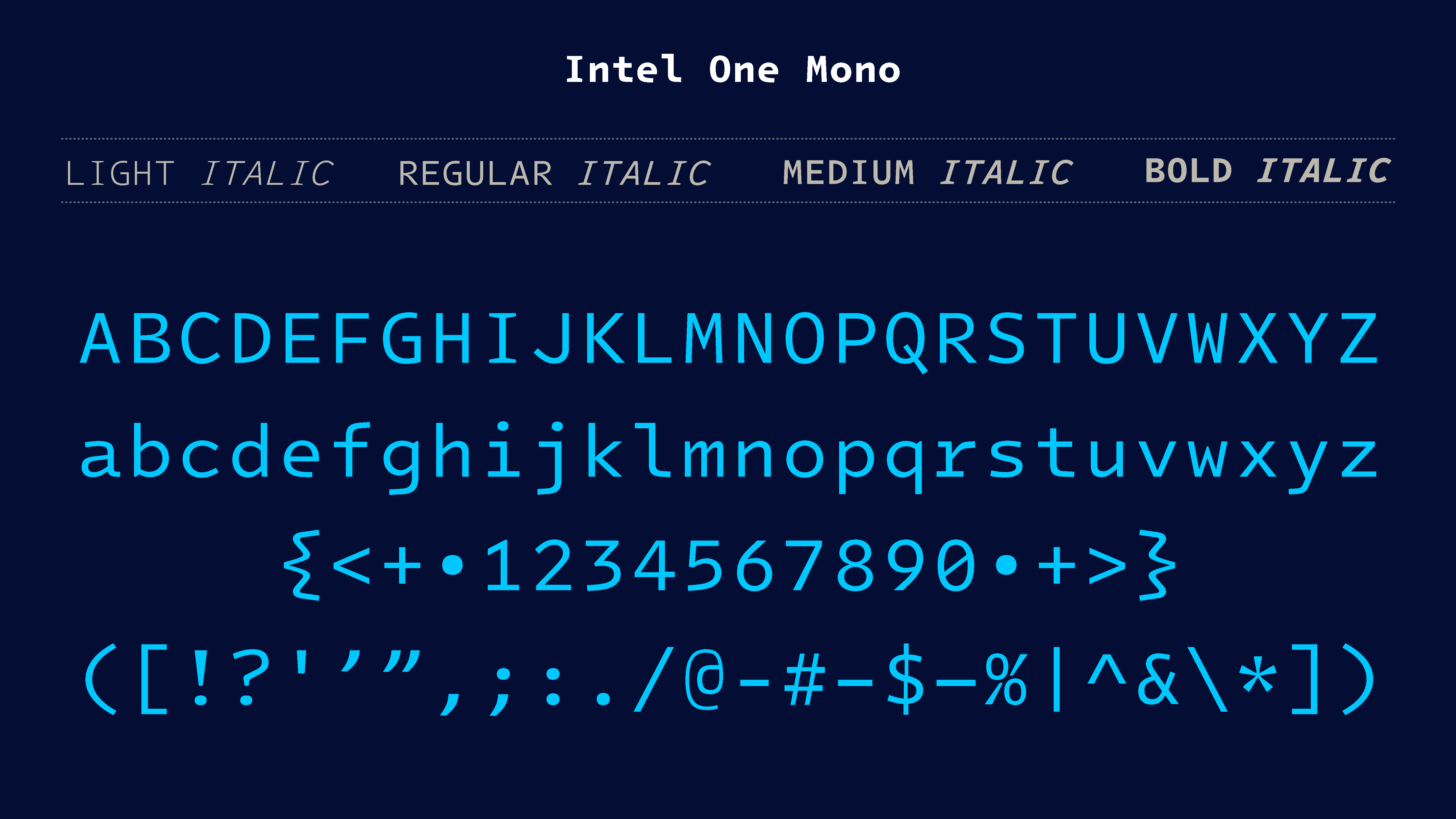 Image of Intel One Mono character set